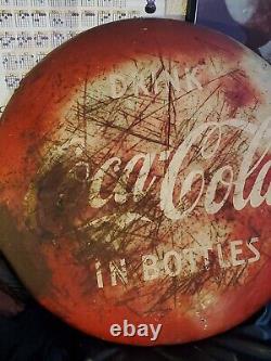 Vintage Metal Coca-Cola In Bottles Sign Early 1950's 36 Diameter Memorabilia