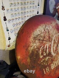 Vintage Metal Coca-Cola In Bottles Sign Early 1950's 36 Diameter Memorabilia