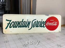 Vintage Metal Coca Cola Sign Coca Cola Foutain Service Sign 1948 Large 50x16