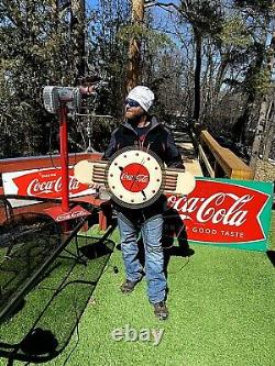 Vintage Metal Coca Cola Soda Pop Art Deco Wall Clock sign 36 inches