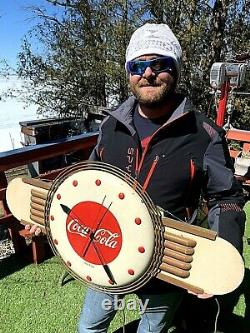 Vintage Metal Coca Cola Soda Pop Art Deco Wall Clock sign 36 inches