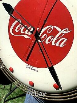 Vintage Metal Coca Cola Soda Pop Art Deco Wall Clock sign 36 inches