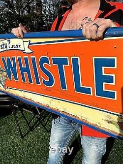 Vintage Metal Rare 54 inch Whistle soda Pop Sign with great Elf graphics