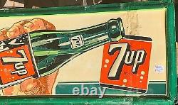 Vintage Metal rare 40 inch 7 Up soda Pop Hand and Bottle Graphic Sign Seven Up