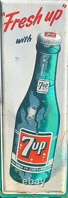 Vintage Metal rare Vertical 47 inch 7 Up soda Pop Bottle Graphic Sign Seven Up