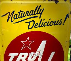 Vintage Metal rare Vertical 54 inch Tru Ade soda Pop Sign Bottle Graphic 1952