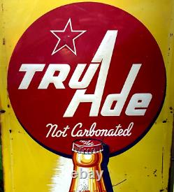 Vintage Metal rare Vertical 54 inch Tru Ade soda Pop Sign Bottle Graphic 1952