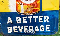Vintage Metal rare Vertical 54 inch Tru Ade soda Pop Sign Bottle Graphic 1952