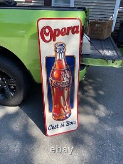 Vintage Metal rare Vertical OPERA soda Pop Bottle Graphic Sign
