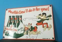 Vintage Mountain Dew Porcelain Gas Coca Cola Drink Beverage Bottles Service Sign