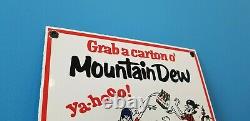 Vintage Mountain Dew Porcelain Gas Soda Coca Cola Beverage Bottles Service Sign