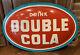Vintage NOS DOUBLE COLA Soda Metal Convex Oval Sign RARE 36x 24 Mint Coke