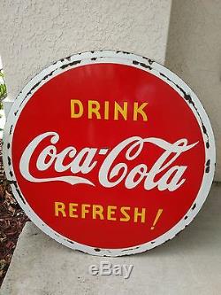 Vintage Near Mint 1939 Coca Cola Porcelain Lollipop Sign