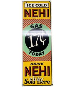 Vintage Nehi Soda Porcelain Sign Service Station Pump Plate Oil Coca Cola Pepsi