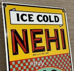 Vintage Nehi Soda Porcelain Sign Service Station Pump Plate Oil Coca Cola Pepsi
