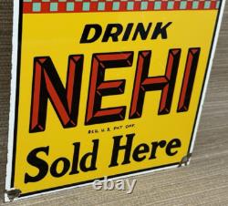 Vintage Nehi Soda Porcelain Sign Service Station Pump Plate Oil Coca Cola Pepsi