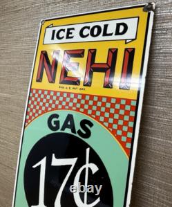Vintage Nehi Soda Porcelain Sign Service Station Pump Plate Oil Coca Cola Pepsi