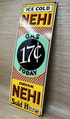 Vintage Nehi Soda Porcelain Sign Service Station Pump Plate Oil Coca Cola Pepsi