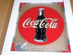 Vintage New Old Stock Coca Cola Stained Glass Bottle Window Hanging Soda Sign Bc