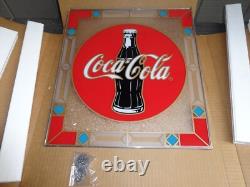 Vintage New Old Stock Coca Cola Stained Glass Bottle Window Hanging Soda Sign Bc
