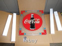 Vintage New Old Stock Coca Cola Stained Glass Bottle Window Hanging Soda Sign Bc