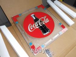 Vintage New Old Stock Coca Cola Stained Glass Bottle Window Hanging Soda Sign Bc