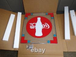 Vintage New Old Stock Coca Cola Stained Glass Bottle Window Hanging Soda Sign Bc