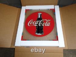 Vintage New Old Stock Coca Cola Stained Glass Bottle Window Hanging Soda Sign Bc