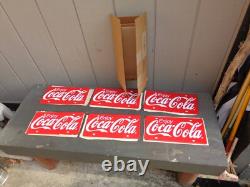 Vintage Nos Enjoy Coca Cola Stout Sign Company Case Of 6 Metal Advertising! Z501