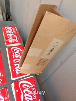 Vintage Nos Enjoy Coca Cola Stout Sign Company Case Of 6 Metal Advertising! Z501