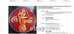 Vintage Nude Coca Cola Model 11 3/4 Porcelain Metal Soda Pop Gasoline Oil Sign