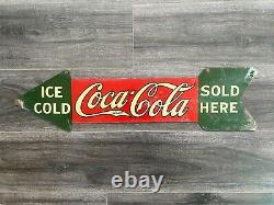 Vintage ORIGINAL 1927 Coca-Cola Arrow Sign Double Sided Soda Pop Gas Station