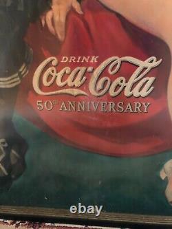 Vintage, ORIGINAL, 1936, 50th Anniversary, Coke, Coca-Cola Large Cardboard Sign
