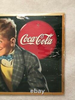 Vintage ORIGINAL 1944 Large Coca Cola Coke Cardboard Sign Coke Belongs, VG/VG+