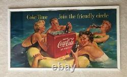 Vintage, ORIGINAL, 1955 Coke Coca-Cola Double-Sided Cardboard Sign, 36 x 20