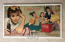 Vintage, ORIGINAL, 1955 Coke Coca-Cola Double-Sided Cardboard Sign, 36 x 20