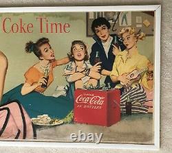 Vintage, ORIGINAL, 1955 Coke Coca-Cola Double-Sided Cardboard Sign, 36 x 20