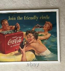 Vintage, ORIGINAL, 1955 Coke Coca-Cola Double-Sided Cardboard Sign, 36 x 20