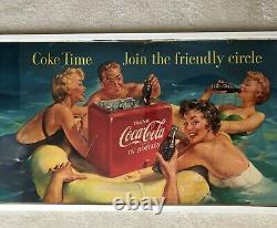 Vintage, ORIGINAL, 1955 Coke Coca-Cola Double-Sided Cardboard Sign, 36 x 20