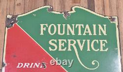 Vintage ORIGINAL Coca Cola Coke Soda Pop Fountain Service Advertising Sign