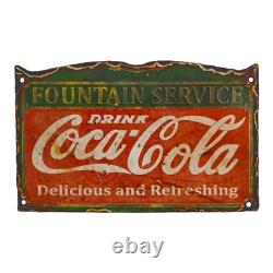 Vintage Old Antique Rare Coca Cola Adv. Embossed Porcelain Enamel Sign Board