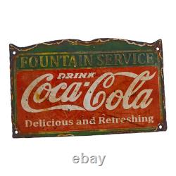 Vintage Old Antique Rare Coca Cola Adv. Embossed Porcelain Enamel Sign Board