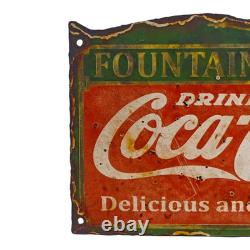Vintage Old Antique Rare Coca Cola Adv. Embossed Porcelain Enamel Sign Board
