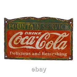 Vintage Old Antique Rare Coca Cola Adv. Embossed Porcelain Enamel Sign Board