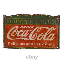 Vintage Old Antique Rare Coca Cola Adv. Embossed Porcelain Enamel Sign Board
