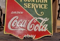 Vintage Old Antique Rare Coca-Cola Fountain Service Porcelain Enamel Sign Board