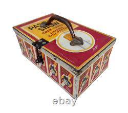 Vintage Old Antique Rare Iron Passing Show Cigarettes Tin Box, Collectible