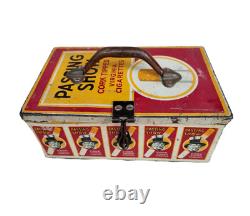 Vintage Old Antique Rare Iron Passing Show Cigarettes Tin Box, Collectible