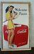 Vintage Old Original 1946 Coca Cola Poster With Girl And Coke Cooler