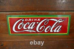 Vintage Original 1930's Coca Cola Soda Pop 30 Porcelain Metal Advertising Sign